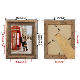 PETAFLOP Rustic Picture Frame 8x6 Inch Set of 2, Wall and Table Picture Frames, Brown
