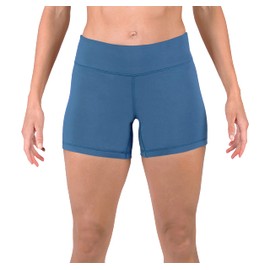 Tough Mode Pantalones cortos de compresión para mujer, tiro medio, 3 y 5 pulgadas, para correr, entrenamiento, yoga, voleibol, WOD, 12,7 cm, azul egeo, XL