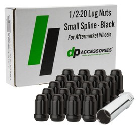 DPAccessories Black Spline Lug Nuts - 1/2-20 Lug Nuts Black for Aftermarket Wheels - Spline Tuner Lugs 1/2x20 - Set of 20 Black Lug Nuts and One Spline Lug Nut Socket - D5242P-2308/20