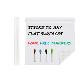 Extra Large Thicker Whiteboard Banner Vinyl Adhesive Paper Wall Decal Poster (6.5 FEET) w/Markers - Peel & Stick Wallpaper Die Cut Shape Silhouette