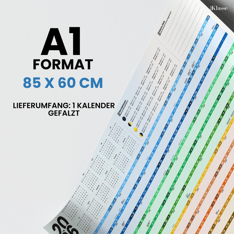 XXL Wandkalender 2026 A1 gefaltet auf A4 E&G Klasse Erwachsene