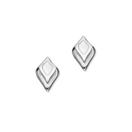 Ortak 925 Sterling Silver Handmade Dainty Stud Earrings, Flourish Textured Two Tone Design, High Polished, Scottish Fine Jewellery, Made In Orkney, Scotland