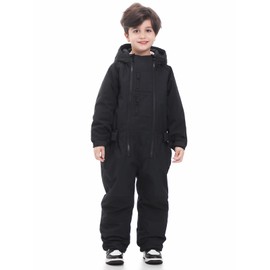 BUMDEEP Kid's Girls Boys One Pieces Ski Suits Jumpsuits Snowsuits Snowboard Waterproof Jackets (Black,110cm)