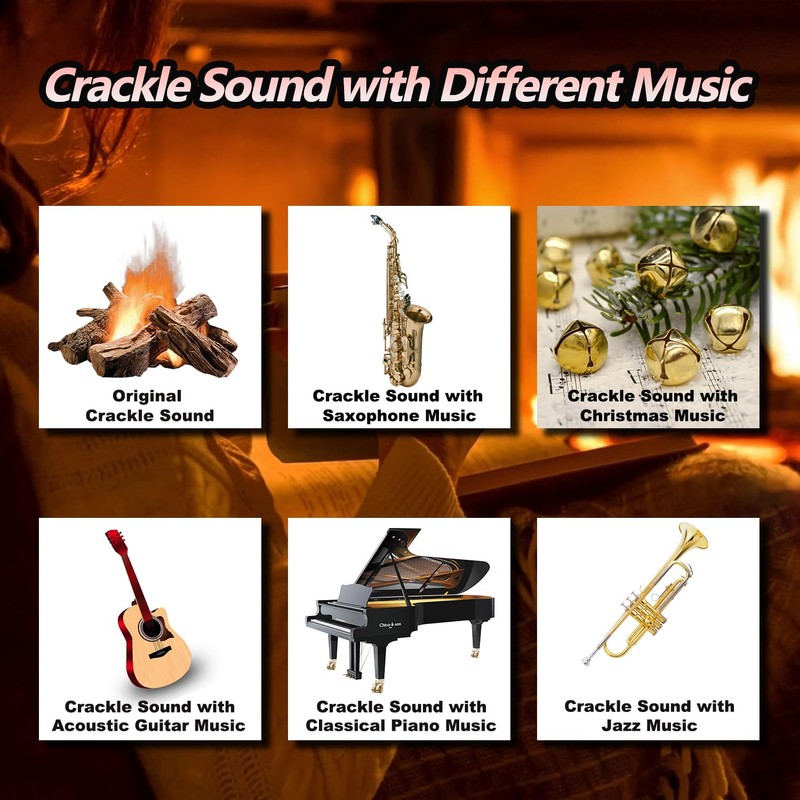 Roamoris Bass-Boosted Electric Fireplaces Crackler Sound Box,Fire Crackling Speaker Machine,Rechargeable