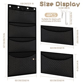 Hängender Organizer Tür，Wasserdicht Hängen Tasche Faltbar Hängeaufbewahrung 4 Großes Fach mit 4 Tür Haken，Hängender Aufbewahrungstasche für Bad Kinderzimmer