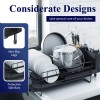 Kitsure Extendable Stainless Steel Dish Drying Rack with Drainboard Black