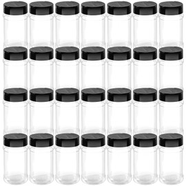 FUNSUEI 36 Pack 6 OZ Empty Clear Plastic Spice Bottles, Plastic Spice Jar Jar with Black Spoon and Sift Cap, Plastic Spice Containers for Storing and Dispensing Spice, Seasoning, Herbs and Powders