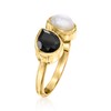 Ross-Simons Onyx and Mother-Of-Pearl Toi Et Moi Ring in 18kt