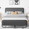 GarveeHome Queen Size Metal Bed Frame with Curved Upholstered Headboard