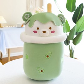 EXQULEG Bubble Tea Plush Toy Boba Plush Toy Tea Boba Milk Tea Cushion for Children's Toy Birthday Gift Girls (Green, 25 cm)