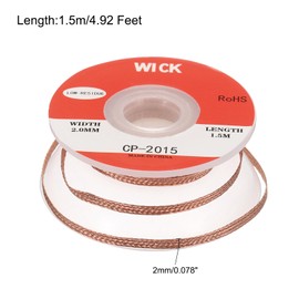 MECCANIXITY Solder Wick Braid No-Clean Desoldering Wick Braid 0.08 Inch Width 5 Feet Length for Remove The Solder Electrical Components 1 Pack