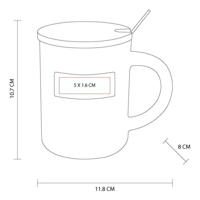Inox Taza Tapa Bambu Cuchara Metalica Ceramica Acero Inox Glossy