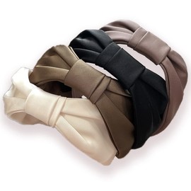 カチューシャ 痛くない レディース ヘアバンド 幅広 無地 蝶結び 可愛い ヘアアクセサリー ワイド 髪飾り シンプル 人気 リボン カジュアル まとめ髪 (ブラック) ワンサイズ