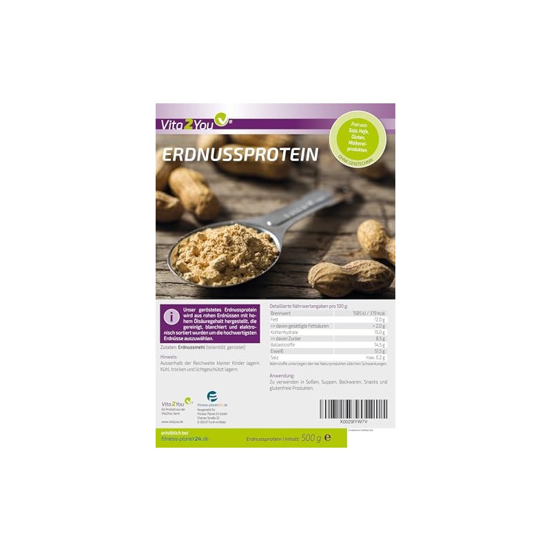 Vita2You Peanut Protein 500 g - 51% Protein - Vegan