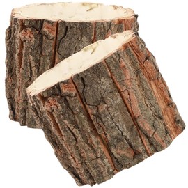 YARNOW 6 pcs Barrel Garden Indoor Holder Decorative Succulent Small Decor Container Wood Rustic Home Flower Arrangement Plants Plant Farmhouse Decoration Art Planter Vase Bark Wooden Pot