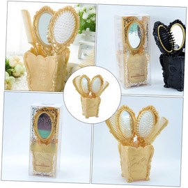 PACKOVE Static Mirror Comb Tools with Scalp Massage Combs for Barber Shop and Home Use Portable Hairstyling Kit with Storage Holder View Vanity Mirror for Makeup and Facial Grooming