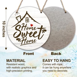 Home Sweet Home Wooden Hanging Sign, Welcome Sign Front Door Decor, Farmhouse Wall Sign For Front Door, Rustic Welcome Sign Decoration For Home Office Porch Garden Yard -12