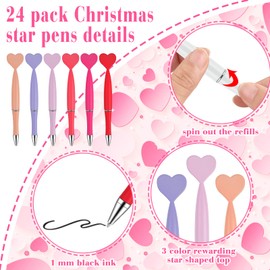 Zuazaor 24 Pack Party Pens Black Gek Ink for Adults Office School Crhistmas Valentine's Wedding Party Supplies (colorful heart)