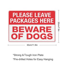 Please Leave Packages Here Beware Of Dogs Sign 12 X 8 Inches Aluminum Sign Reflective - Uv Protected, Waterproof, Weatherproof And Fade Resistant - 4Pre-Drilled Holes