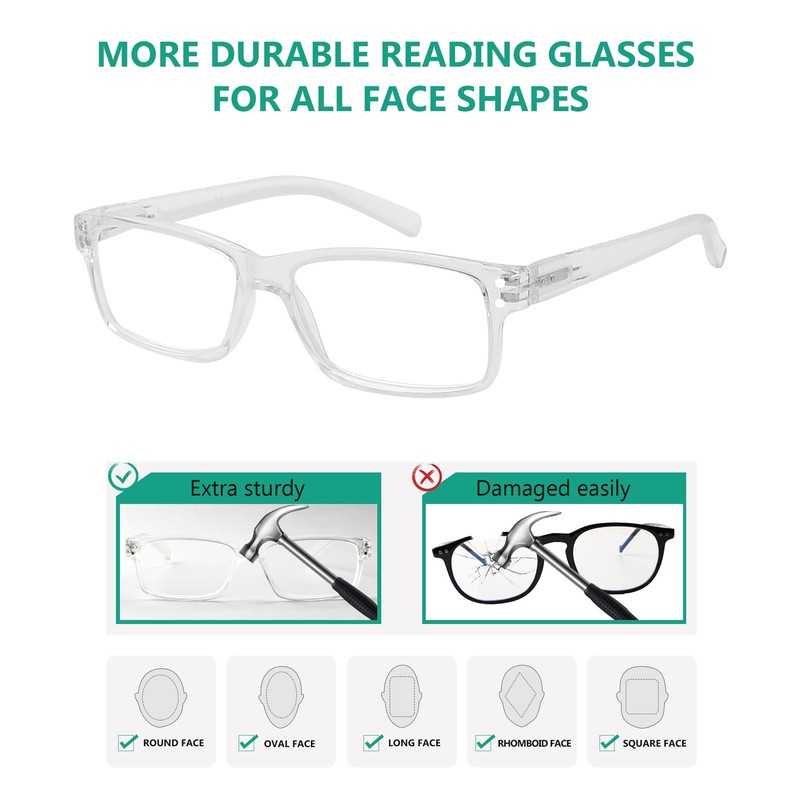 Eyekepper 5 Pack Reading Glasses for Men Spring Hinges Classic