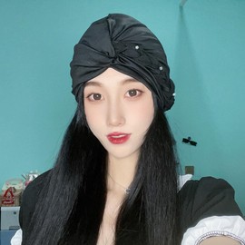 Long Hair Swim Cap Women Swimming Cap Hat with Ear Protection Comfortable Non-Slip Ladies Bathing Cap Elastic Shower Cap Pearl Swim Hat Turbans for Women Beanie Cap Chemo Sleep Hat for Long Short Hair