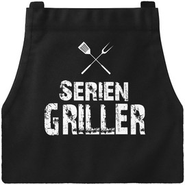 MoonWorks BBQ Apron for Men with Saying Serial Griller Cotton Apron Kitchen Apron, Serial grill black