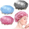 Gorros de Baño 3 Paquetes,Gorros de baño impermeable satinado para