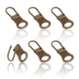 LUTER 6pcs Replacement Zipper Pull, Detachable Zipper Pull Tabs Metal Zipper Pull Cord Extender Zipper Pull Repair Kit for Jackets Jeans Boots Backpacks Suitcases Purses (Bronze)