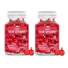 Elevate Hair Treatment Serum Oil Capsules - Conditioning Repair & Moisturizing Formula with Argan Jojoba Oils Vitamins A C E Pro Vitamin B5 Healthier Smooth Silky Thicker for Softness (2 Bottles)