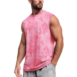 Zengjo Mens Workout Ttank Tops Quick Dry Mesh Loose Fit(Pink,M)