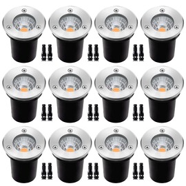 ELEGLO 12 Pack 3W Low Voltage Led Landscape Lights,12V/24V AC/DC Well Lights,IP67 Waterproof In Ground Light and Landscape Lighting for Garden,Yard, Driveway, Deck, Step Up Light(Warm White 12 Pack)