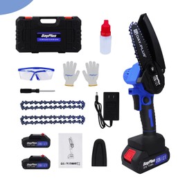 Brushless Mini Chainsaw,4 Inch Cordless Handheld Electric Chainsaw,21V Battery Powered Portable Small ChainSaw with 2 Battery and 2 Chains,Built in Safety Lock,for Tree Trimming Branch Wood Cutting