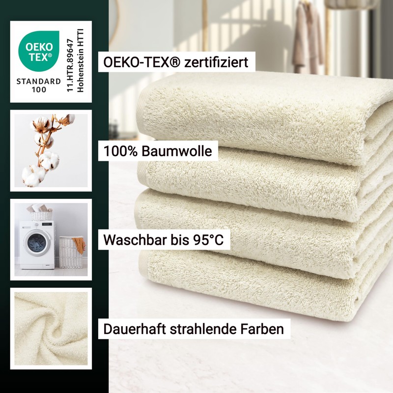 Zollner Set of 4 hand towels, 50 x 100 cm,