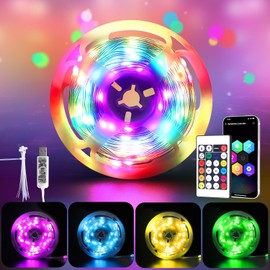 HELESIN Tira LED de Bluetooth, Luces LED RGB Música de Tira, Con Control de APP+Control Remoto IR de Teclas, 16 Millones De Colores Sincronización Musical,Partido Navideña y Halloween Decoración