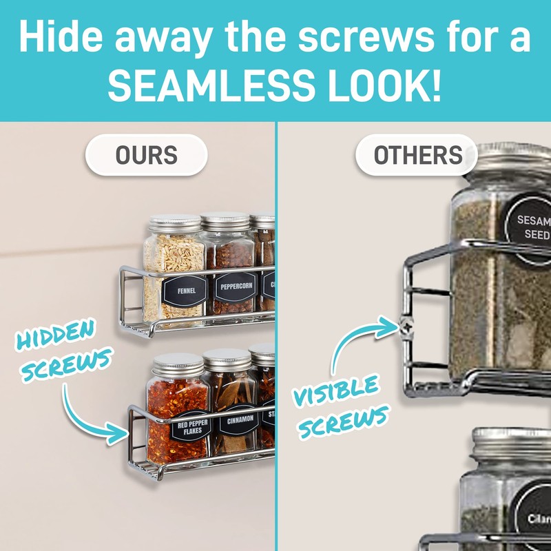 Ultimate Hostess Spice Rack Wall Mounted 4 Tier – Space-Saving