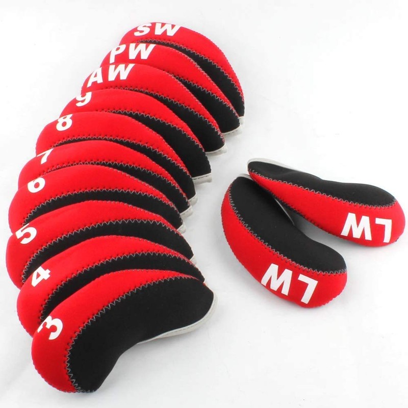 FLTRAD 12pcs/set Iron Club Protector Golf Head Covers 3-9 AW/SW/PW/LW