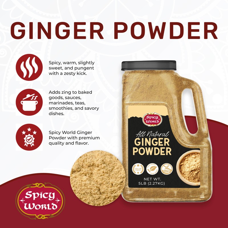 Spicy World Ginger Powder 5 LB Jar – Gluten Free,