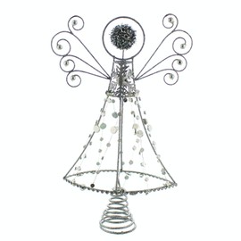 Festive Productions Tree Topper : Silver Glitter Abstract Angel : 18cm