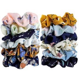 Hair Scrunchies Chiffon Flowers Elastic Hair Bands Scrunchy Hair Ties Ropes Scrunchie for Women or Girls Hair Accessories (12 Colors)