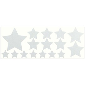 LiteMark Reflective White Assorted Stars Sticker Decals for Helmets, Bicycles, Strollers, Wheelchairs and More - Pack of 16
