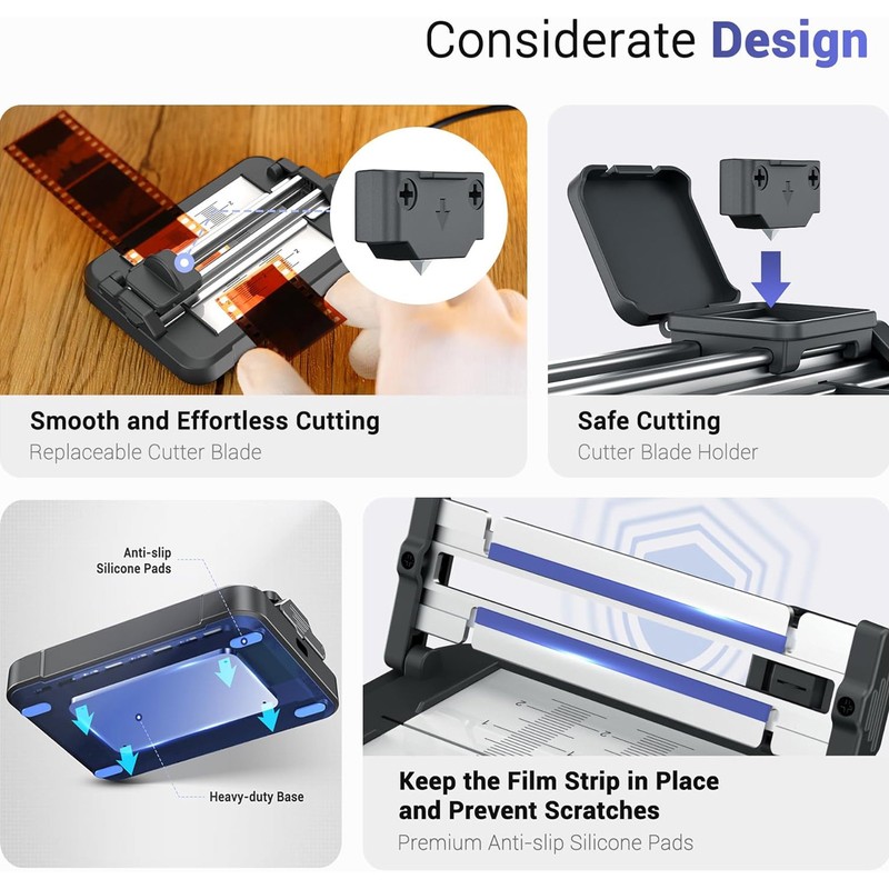 35mm Film Cutter 11 Levels Adjustable LED Backlight USB C