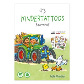 Lutz Mauder 43 Skin-friendly Children's Tattoos Farm, Tractor, Animals, Children's Tattoos, Made in Germany, Tattoos for Children, Vegan, Plasic-free Packaging