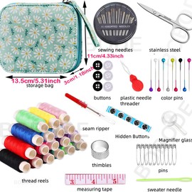 Bobode Sewing Sets & Kits Mini Sewing Kit Printing Sewing Tools Case Fresh Pattern Sewing Set Professional Basic Sewing Supplies Travel Carry Sewing Kit for Adults, Emergency, Home Beginners