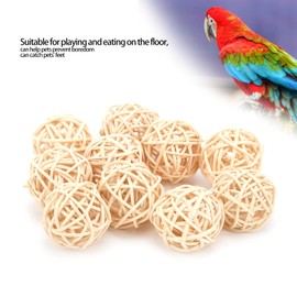 HEEPDD 10Pcs Parrot Rattan Balls, Rattan Wicker Balls Parakeet Chewing Toys for Budgies Conures Hamsters Bunny Toy (3CM Primary Color)