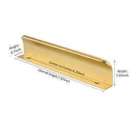 Satanga Edge Finger Tab Pull for Cabinet Kitchen Concealed Aluminum Flat Hidden Bar Pulls Drawer Pulls 5Pack Easy to Install 7.87inch 200mm Overall Length Brushed Brass