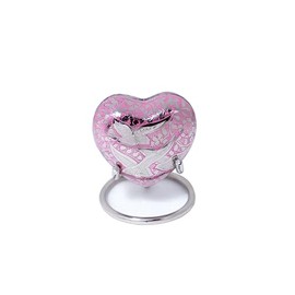 Royal Rapture Urn for Ashes Funeral Memorial Cremation Keepsake Love Urns Decorative Brass Heart with Stand (Pink Bird, 3") RHM03-16
