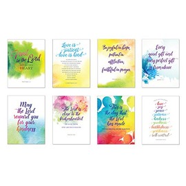 Bible Verse Simple Scripture Greeting Cards w/Envelopes (8 Inspirational Blank Note Cards - Birthday, Thank You, Sympathy, Thinking of you
