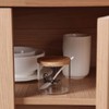 Clear Glass Sugar Bowl with Serving Spoon and Bamboo Lid,