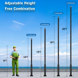 10Ft Tall Street Light Pole - Outdoor Metal Split Heavy Duty Street Lamp Post for Outside Large Solar Street Lights with Mounting Rebar Cage Base Accessory for Parking Backyard Patio Yard