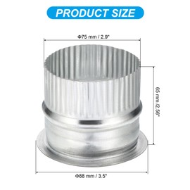 PATIKIL 3 Inch Duct Collar, 1 Pcs Duct Connector Flange Galvanized Iron Tight Vent Duct Fitting for Heating Cooling HVAC Ventilation Home Office